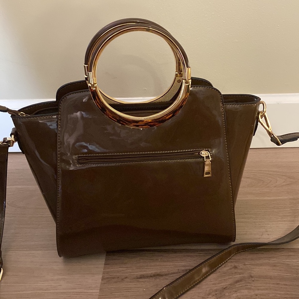 Brown Pleather Handbag/Shoulder Bag